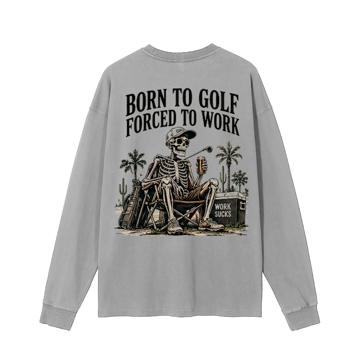 Born To Golf Vintage Washed Long Sleeve T-Shirt